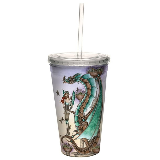 16-Ounce Tree-Free Greetings cc33593 Fantasy Mechanical Mischief Dragon and Fairy Double Walled Cool Cup with Reusable Straw by Amy Brown 16-Ounce Tree-Free Greetings cc33593 Fantasy Mechanical Mischief Dragon and Fairy Double Walled Cool Cup with Reusable Straw by Amy Brown